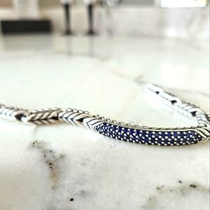 David Yurman Mens sterling BRACELET with awesome quality BLUE SAPPHIRE DiAMONDS